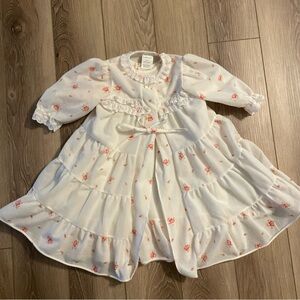 Vintage Cradlecraft Two- Piece Floral Lace White Kids Large Nightgown and Robe